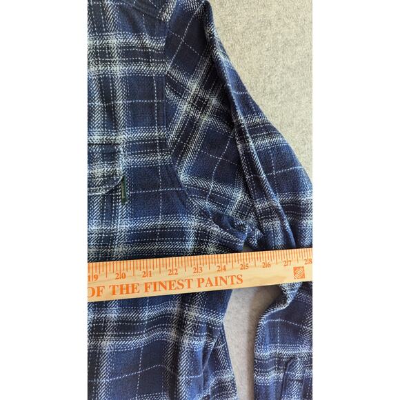Woolrich Men Shirt XXL Blue Plaid Shacket Heavy Weight Pockets Warm Button Up - Picture 11 of 11